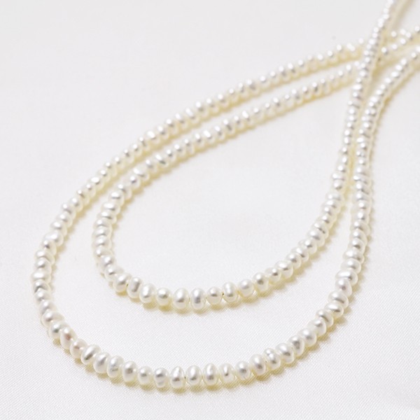 輝く高品質な ロングパ−ルネックレス 80cm 淡水真珠 ホワイト系 A 2.5-3.2mm 真珠