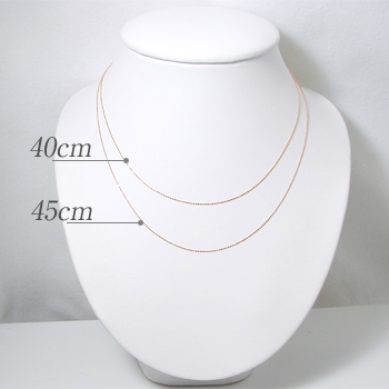カットボールチェーン K18 太さ:0.8mm 長さ:40cm アジャスター環付き ...