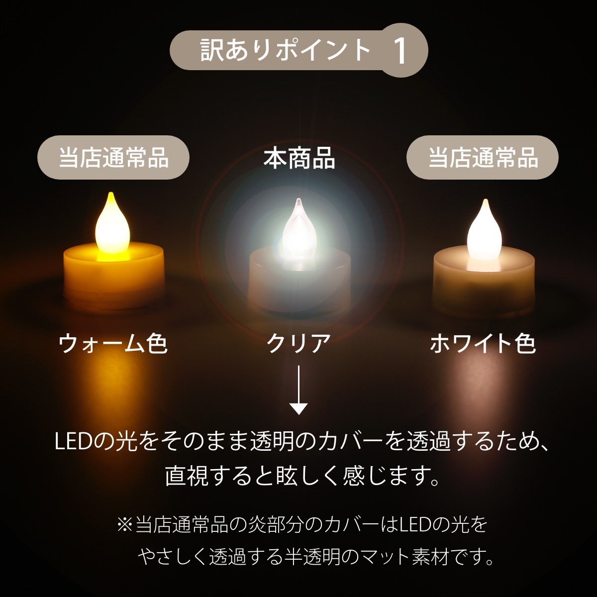 LEDキャンドル ティーライト 3.9cm 5個セット クリアタイプ