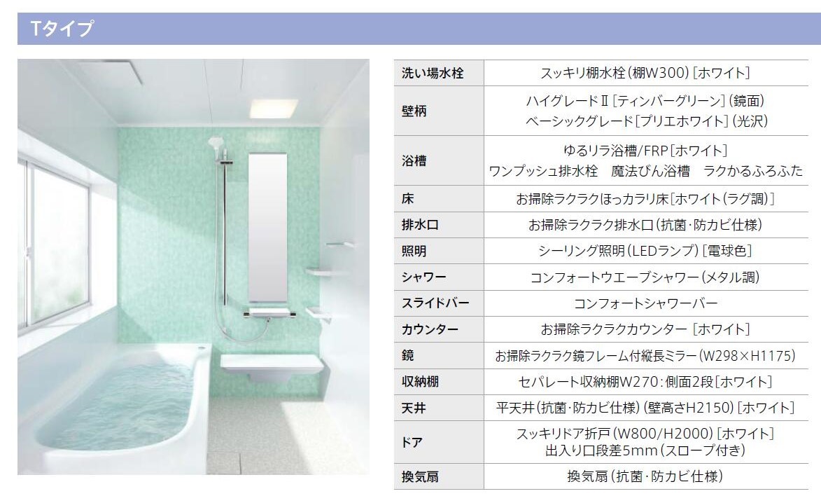 TOTO サザナ HTシリーズ Tタイプ 1220サイズ システムバスルーム