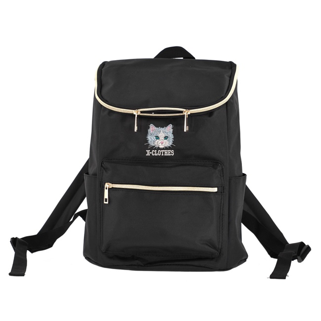 リアル 犬 猫 ワンポイント 刺繍 スクエア型 リュックサック メンズ