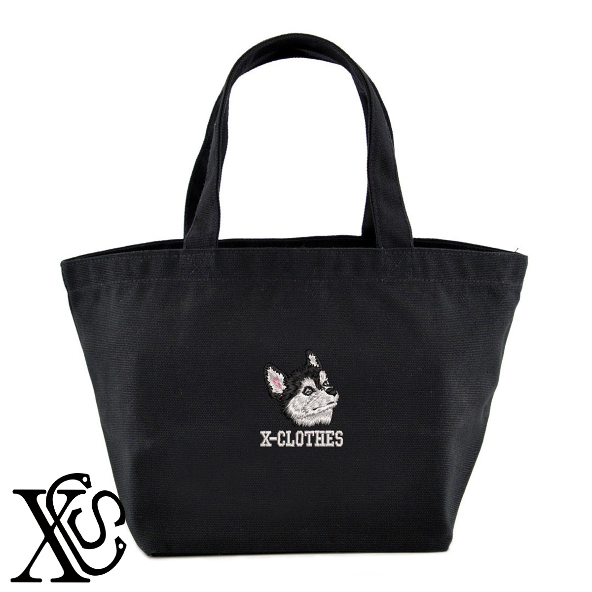 ハスキー7柄単 刺繍 キャンバス生地 ランチ ミニ トートバッグ レディース メンズ【X-CLOTHES】オリジナル グッズ ワンポイント 雑貨