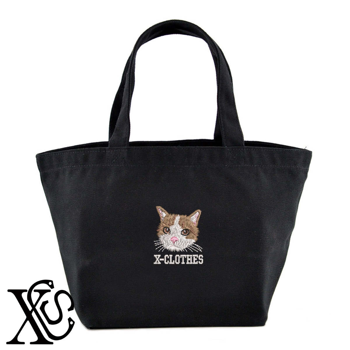 猫11柄単 刺繍 キャンバス生地 ランチ ミニ トートバッグ レディース メンズ【X-CLOTHES】オリジナル グッズ ワンポイント 雑貨