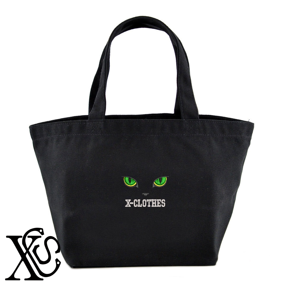 猫の目2柄単 刺繍 キャンバス生地 ランチ ミニ トートバッグ レディース メンズ【X-CLOTHES】オリジナル グッズ ワンポイント 雑貨