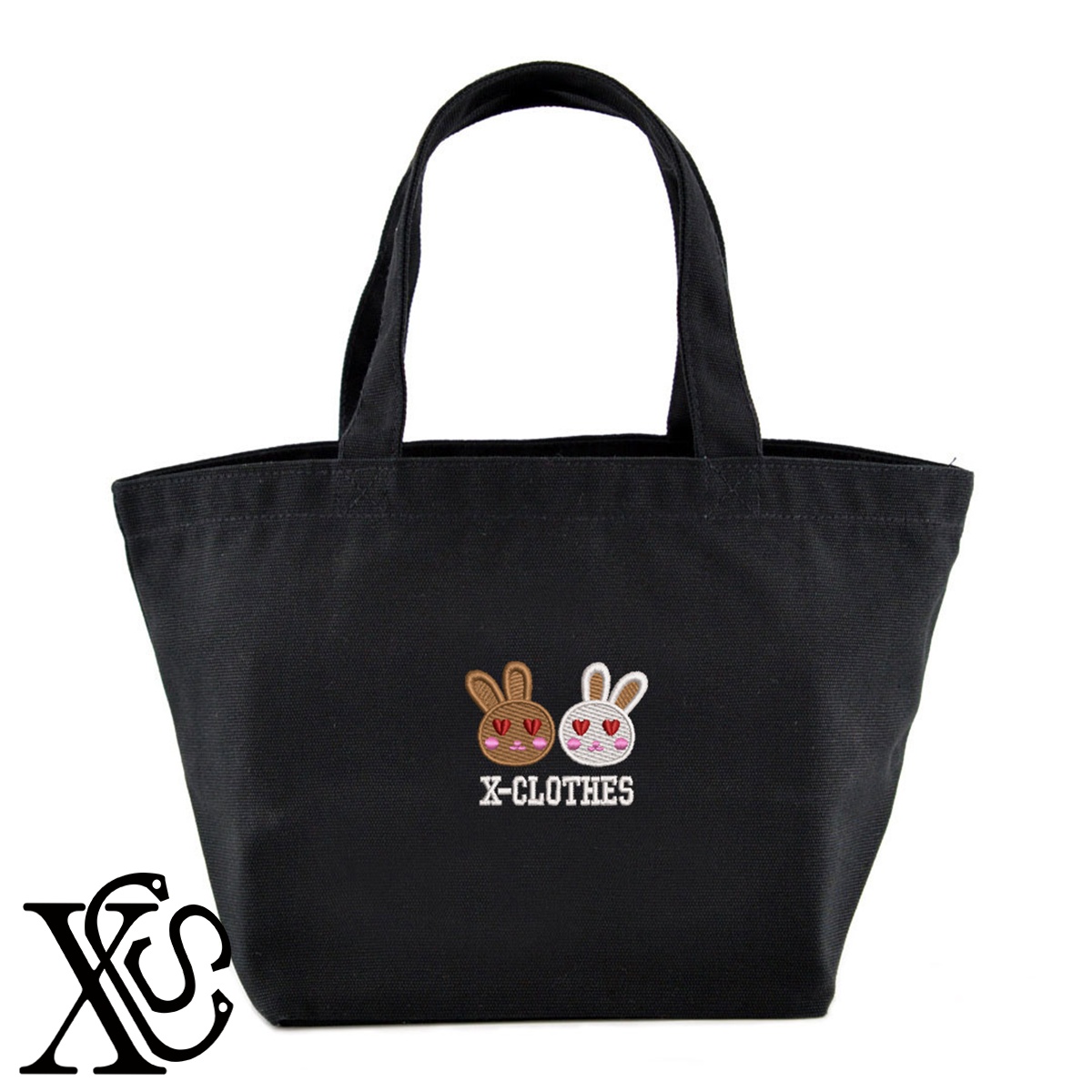 ウサギ8柄単 刺繍 キャンバス生地 ランチ ミニ トートバッグ レディース メンズ【X-CLOTHES】オリジナル グッズ ワンポイント 雑貨