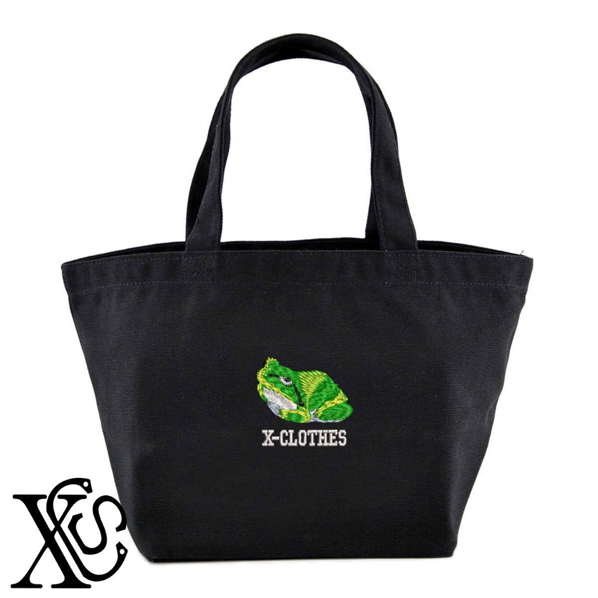 カエル4柄単 刺繍 キャンバス生地 ランチ ミニ トートバッグ レディース メンズ【X-CLOTHES】オリジナル グッズ ワンポイント 雑貨