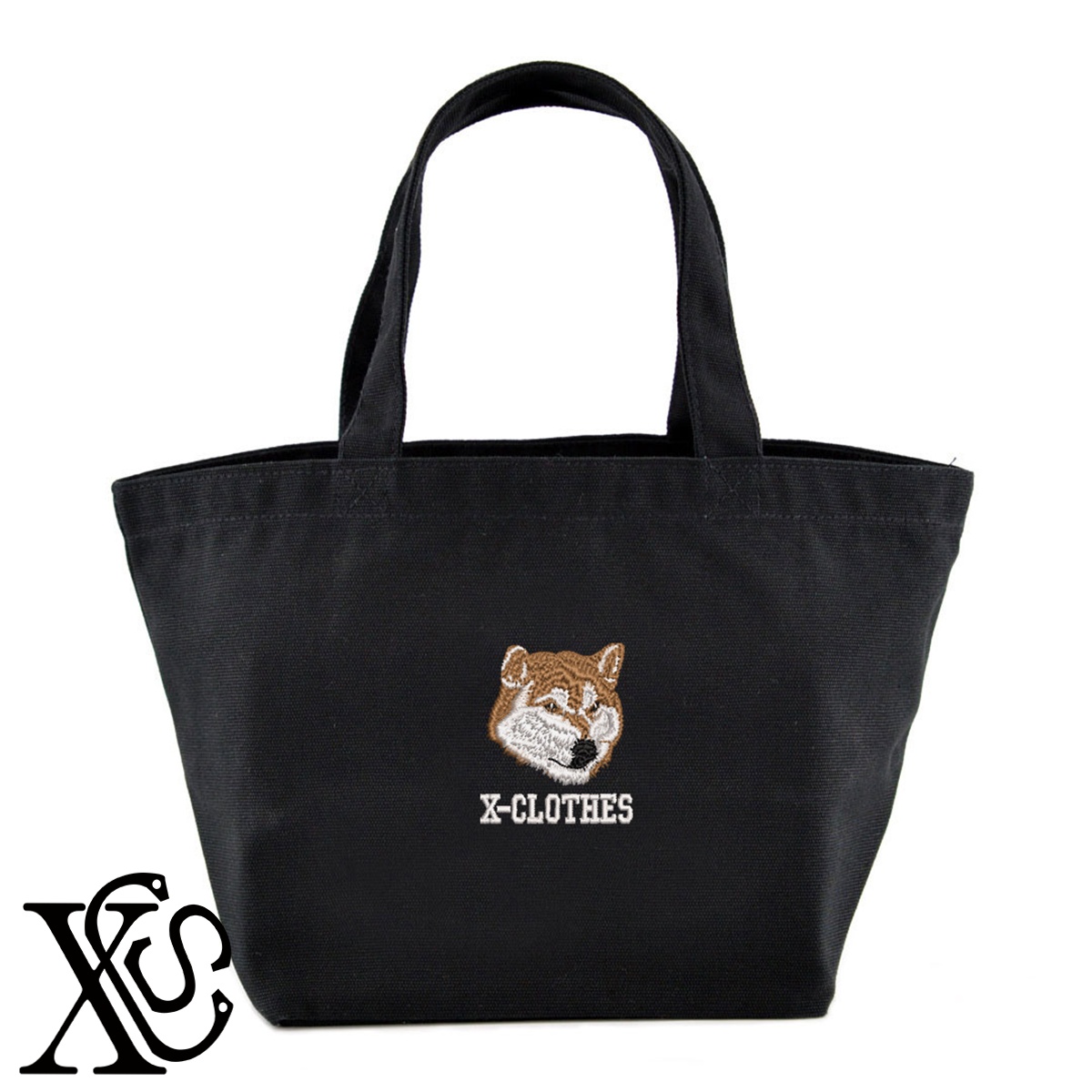 柴犬2柄単 刺繍 キャンバス生地 ランチ ミニ トートバッグ レディース メンズ【X-CLOTHES】オリジナル グッズ ワンポイント 雑貨