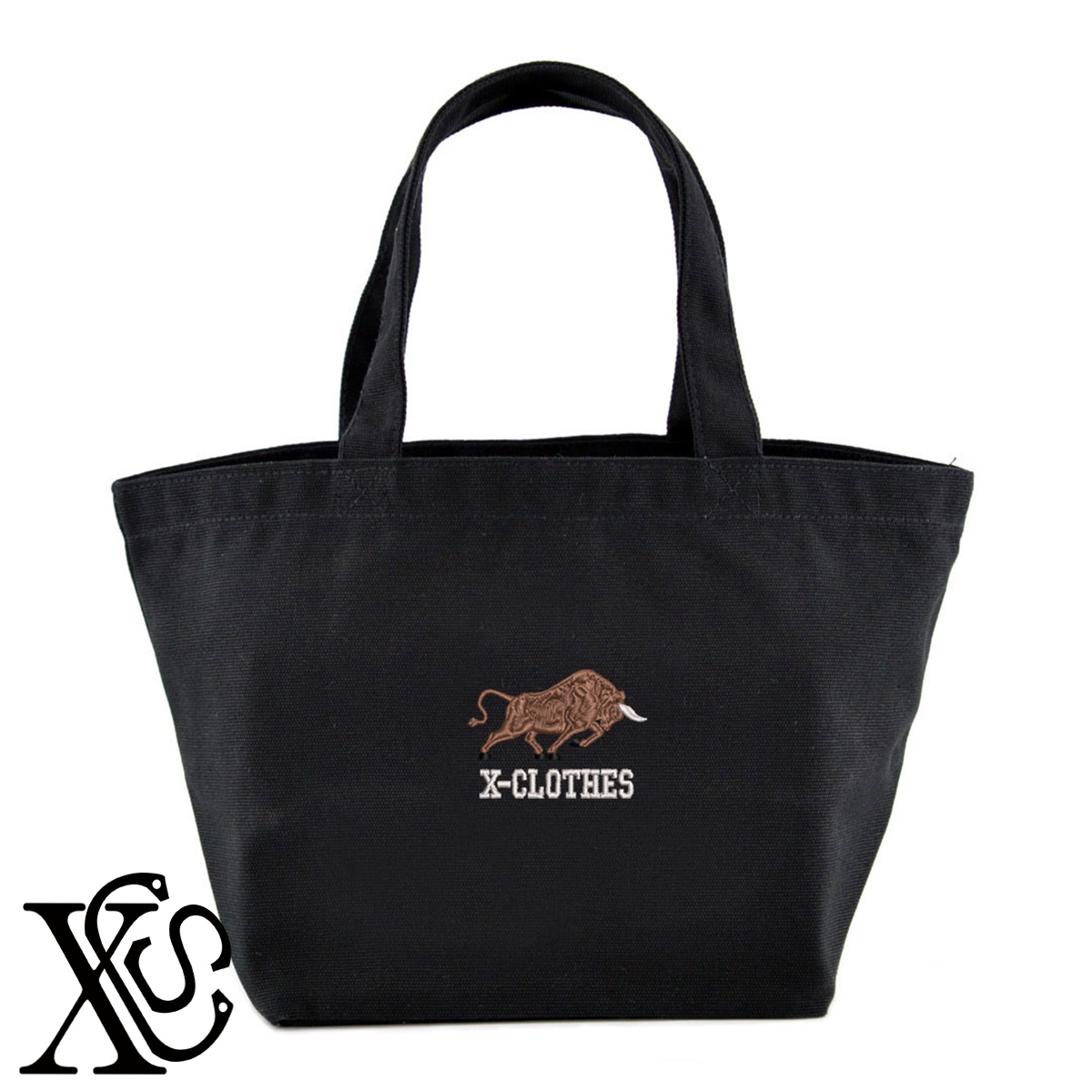 牛7柄単 刺繍 キャンバス生地 ランチ ミニ トートバッグ レディース メンズ【X-CLOTHES】オリジナル グッズ ワンポイント 雑貨