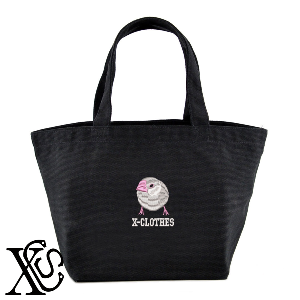 文鳥4柄単 刺繍 キャンバス生地 ランチ ミニ トートバッグ レディース メンズ【X-CLOTHES】オリジナル グッズ ワンポイント 雑貨