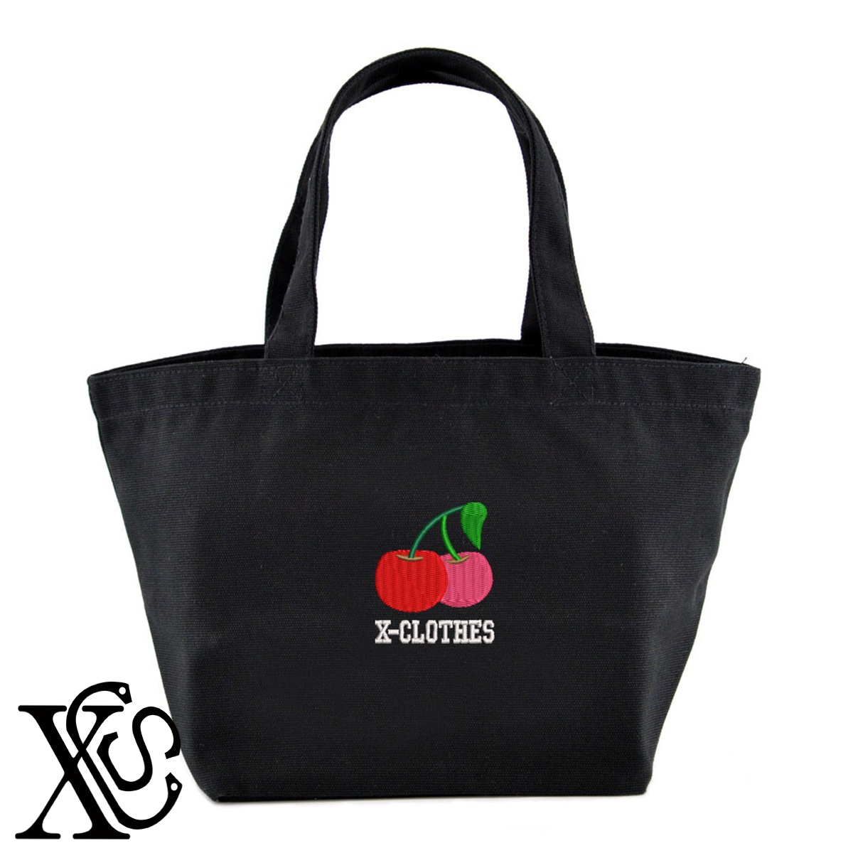 さくらんぼ3柄単 刺繍 キャンバス生地 ランチ ミニ トートバッグ レディース メンズ【X-CLOTHES】オリジナル グッズ ワンポイント 雑貨