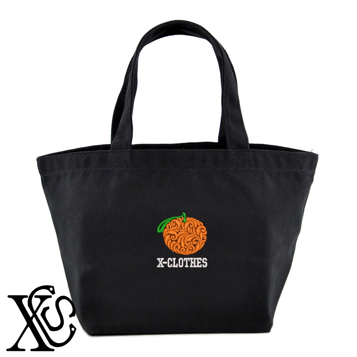 みかん3柄単 刺繍 キャンバス生地 ランチ ミニ トートバッグ レディース メンズ【X-CLOTHES】オリジナル グッズ ワンポイント 雑貨