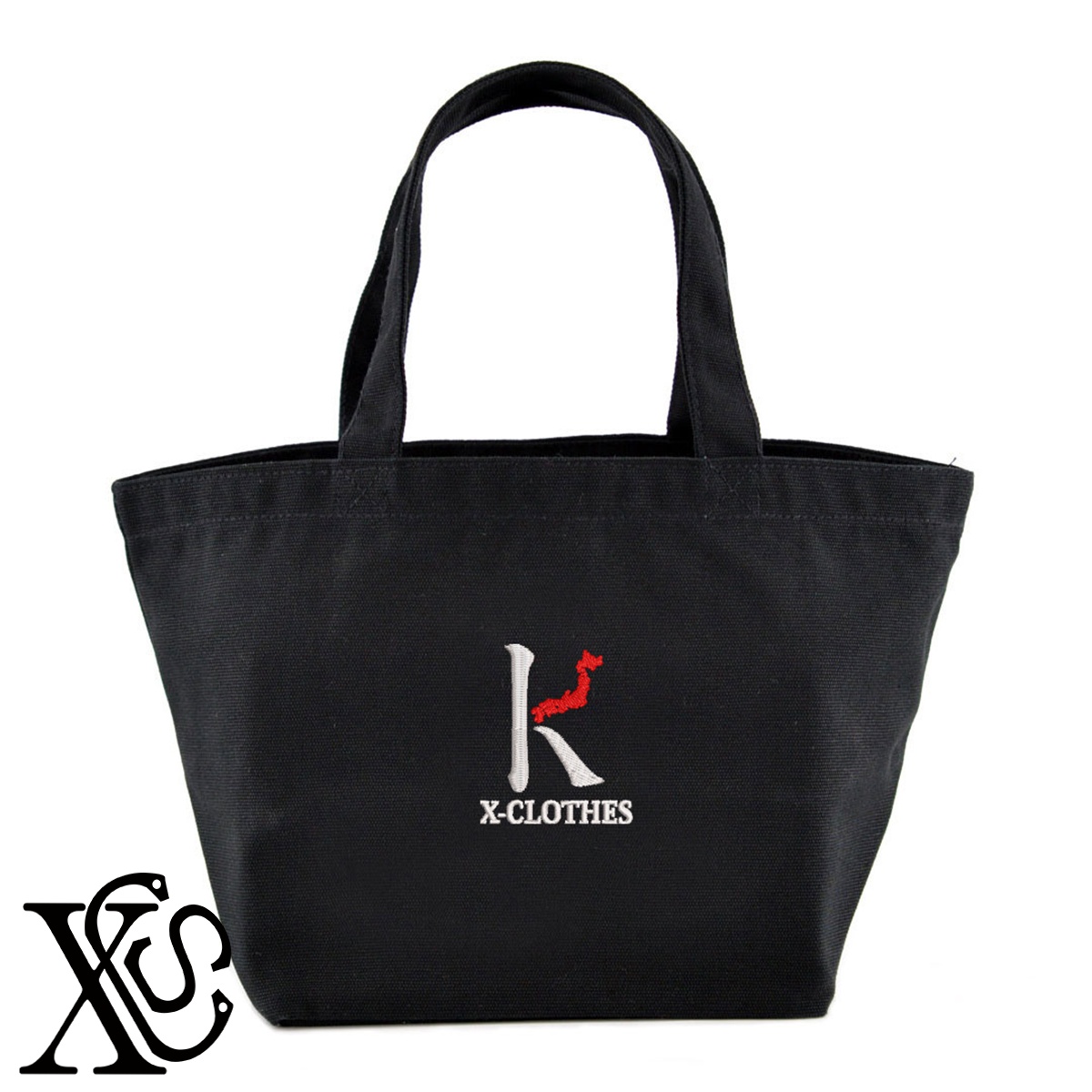 [K]大文字柄単 刺繍 キャンバス生地 ランチ ミニ トートバッグ レディース メンズ【X-CLOTHES】オリジナル グッズ ワンポイント 雑貨