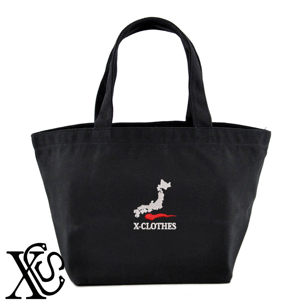 [L]大文字柄単 刺繍 キャンバス生地 ランチ ミニ トートバッグ レディース メンズ【X-CLOTHES】オリジナル グッズ ワンポイント 雑貨