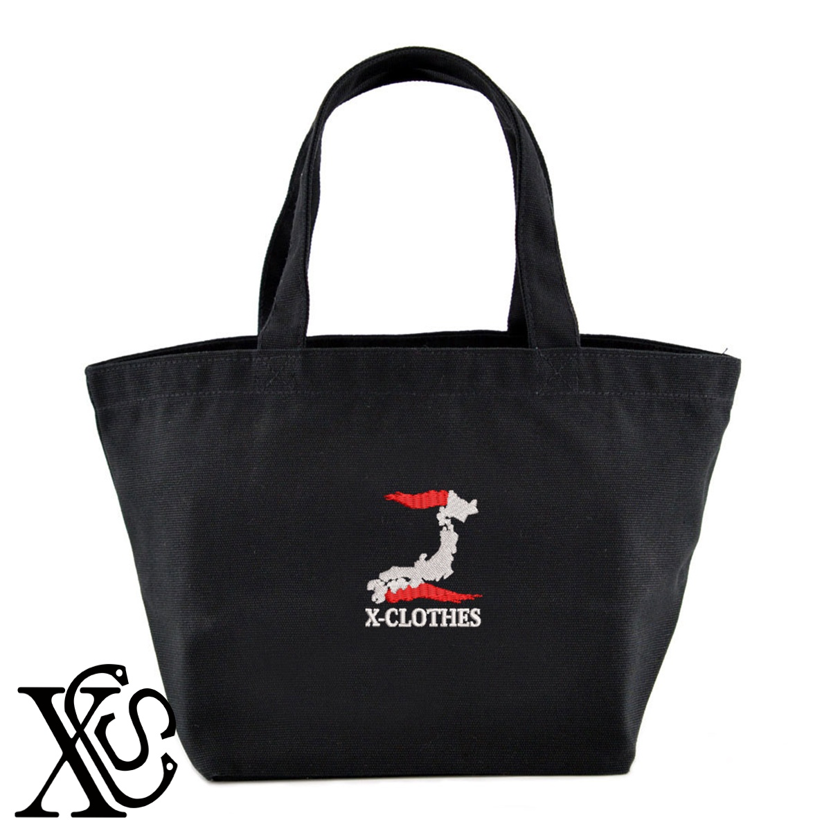 [z]小文字柄単 刺繍 キャンバス生地 ランチ ミニ トートバッグ レディース メンズ【X-CLOTHES】オリジナル グッズ ワンポイント 雑貨