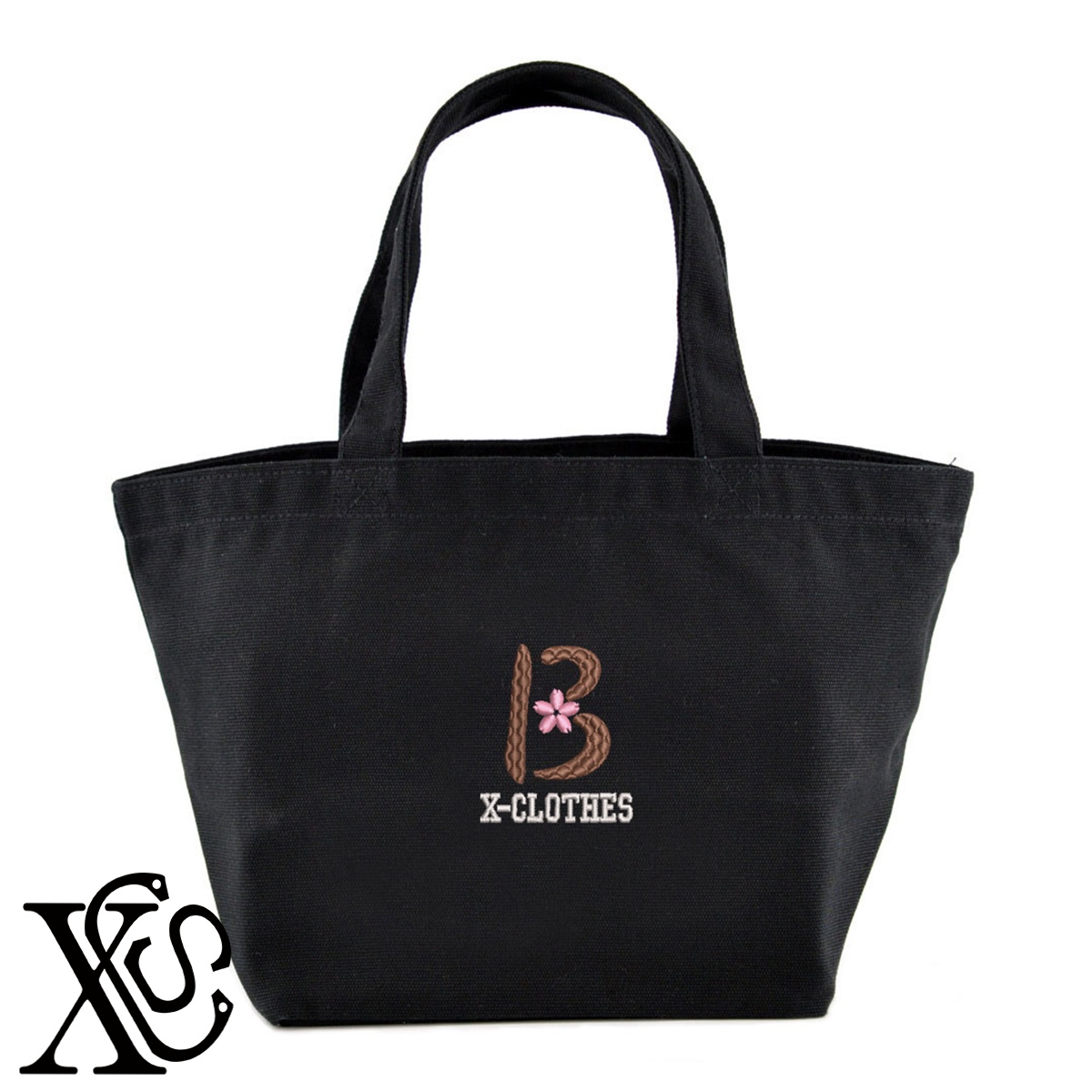 [B]さくら柄単 刺繍 キャンバス生地 ランチ ミニ トートバッグ レディース メンズ【X-CLOTHES】オリジナル グッズ ワンポイント 雑貨