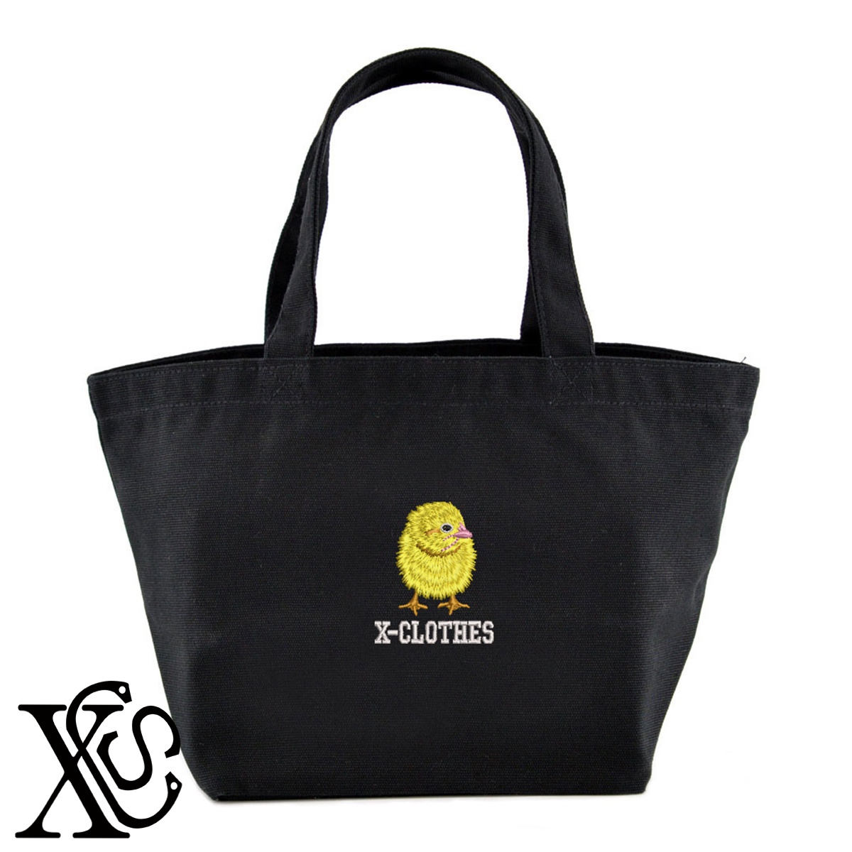 ひよこ3柄単 刺繍 キャンバス生地 ランチ ミニ トートバッグ レディース メンズ【X-CLOTHES】オリジナル グッズ ワンポイント 雑貨