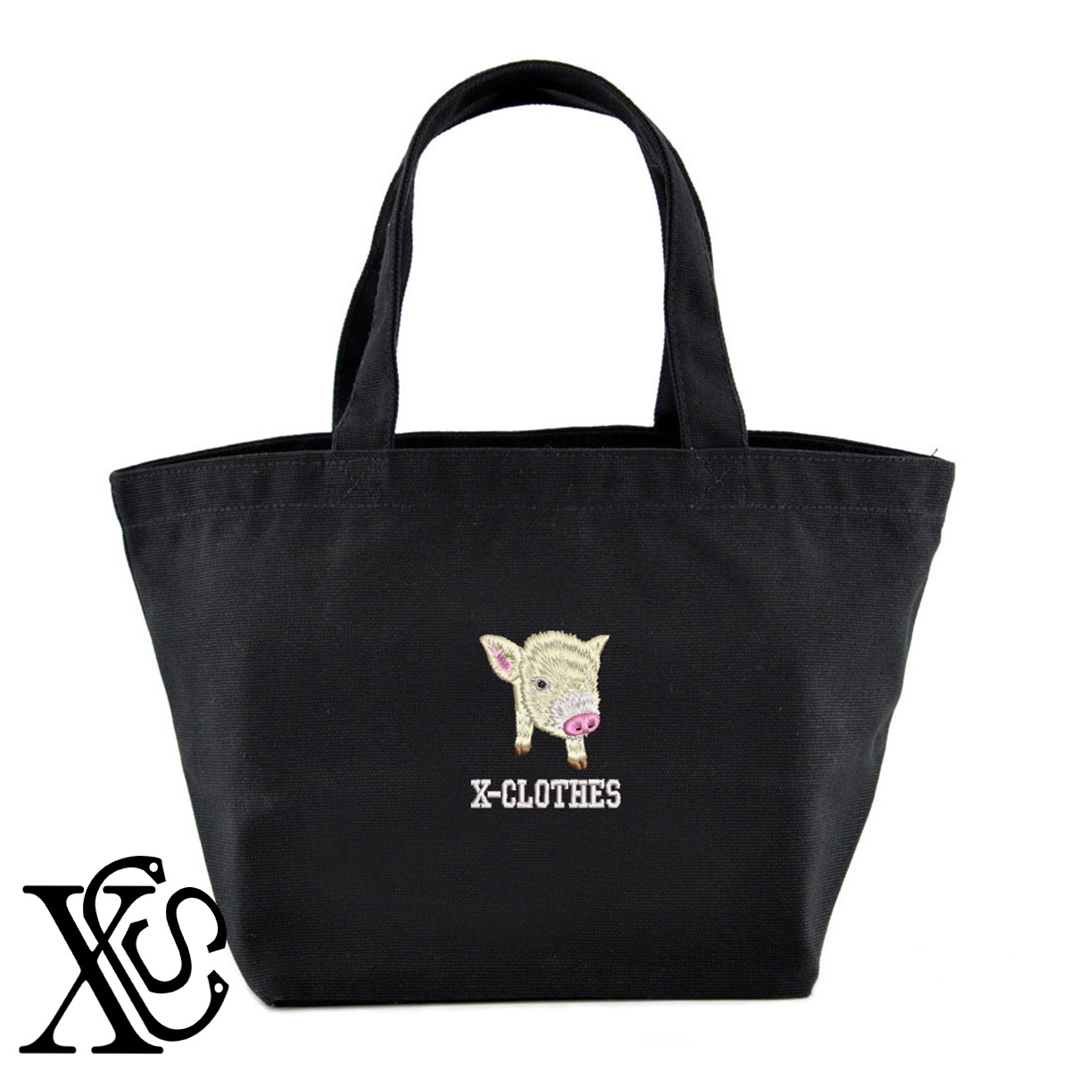 子豚4柄単 刺繍 キャンバス生地 ランチ ミニ トートバッグ レディース メンズ【X-CLOTHES】オリジナル グッズ ワンポイント 雑貨