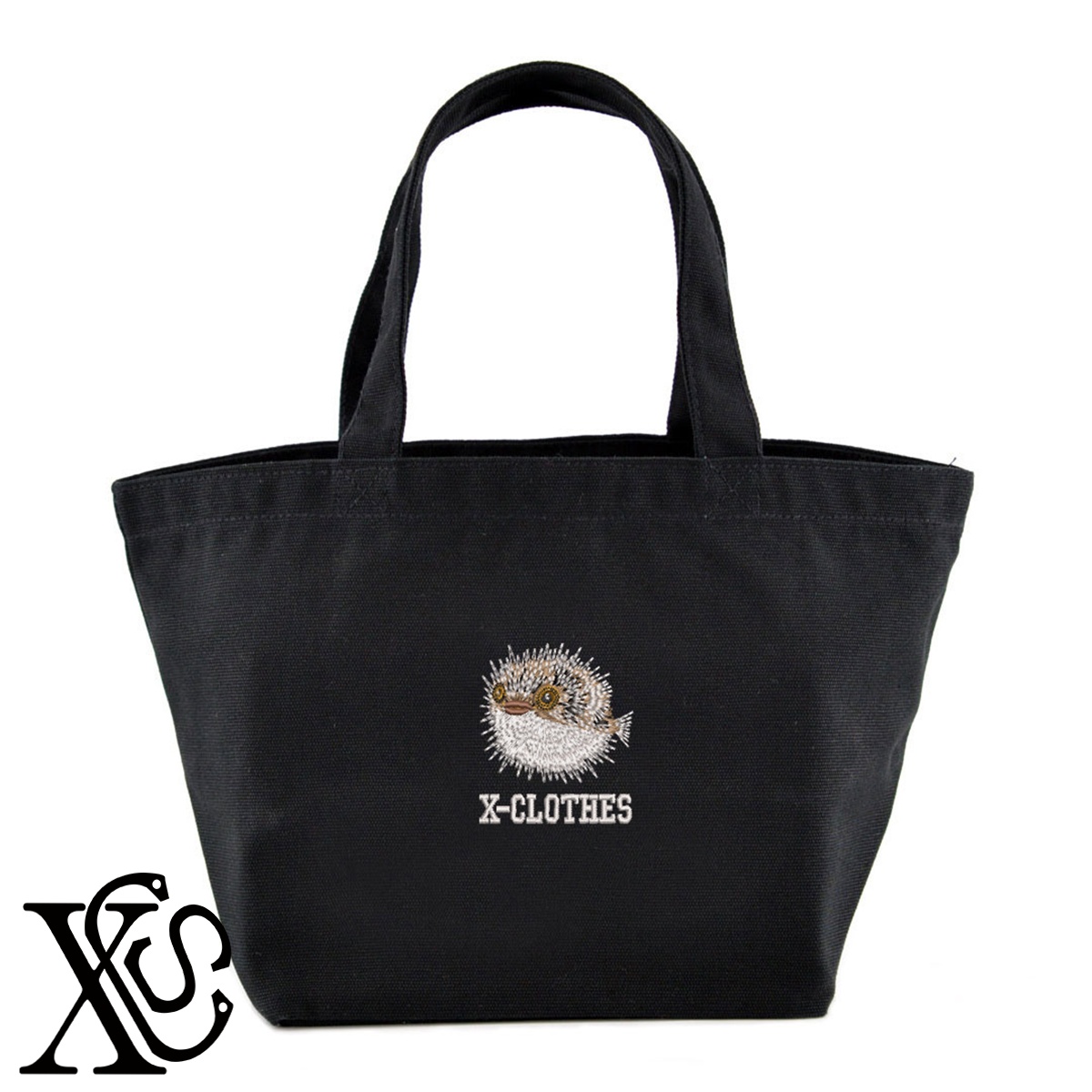 ハリセンボン3柄単 刺繍 キャンバス生地 ランチ ミニ トートバッグ レディース メンズ【X-CLOTHES】オリジナル グッズ ワンポイント 雑貨
