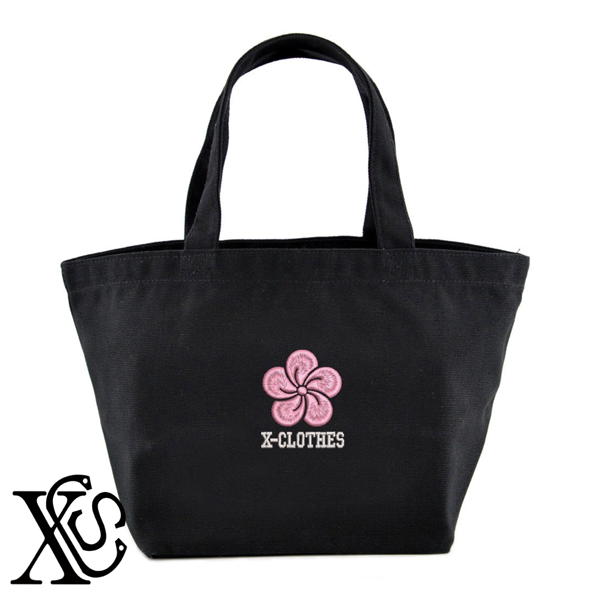 捻り梅2柄単 刺繍 キャンバス生地 ランチ ミニ トートバッグ レディース メンズ【X-CLOTHES】オリジナル グッズ ワンポイント 雑貨