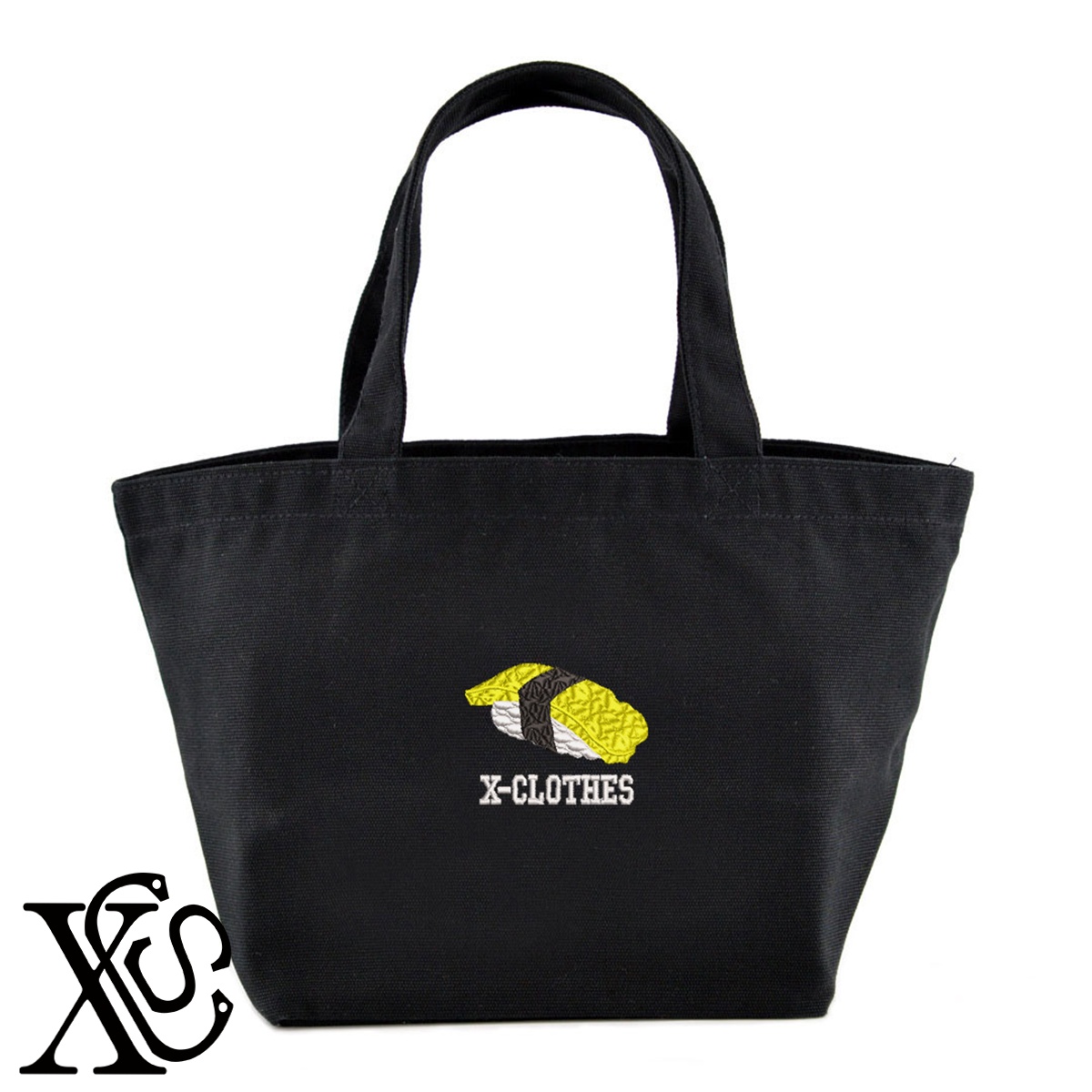 玉子寿司2柄単 刺繍 キャンバス生地 ランチ ミニ トートバッグ レディース メンズ【X-CLOTHES】オリジナル グッズ ワンポイント 雑貨