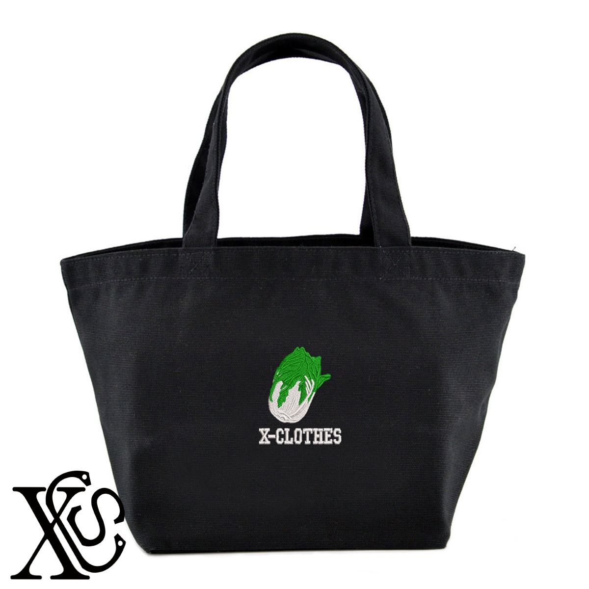 白菜2柄単 刺繍 キャンバス生地 ランチ ミニ トートバッグ レディース メンズ【X-CLOTHES】オリジナル グッズ ワンポイント 雑貨