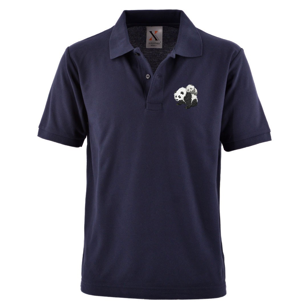 パンダ 刺繍 メンズ ポロシャツ 半袖 服 グッズ 富士山 クモ ハート