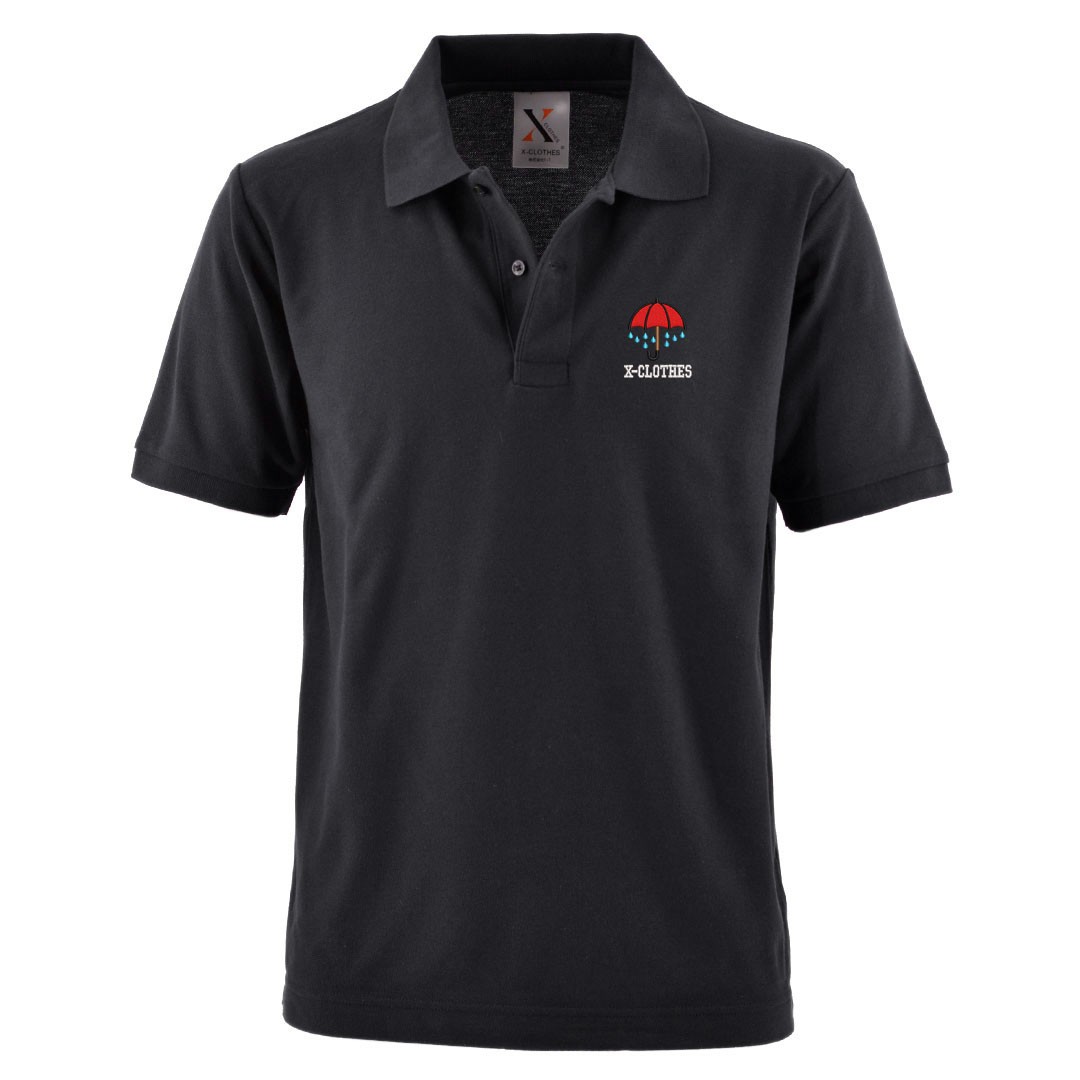 王冠 刺繍 メンズ ポロシャツ 半袖 服 グッズ クラウン 傘 雨 得トク