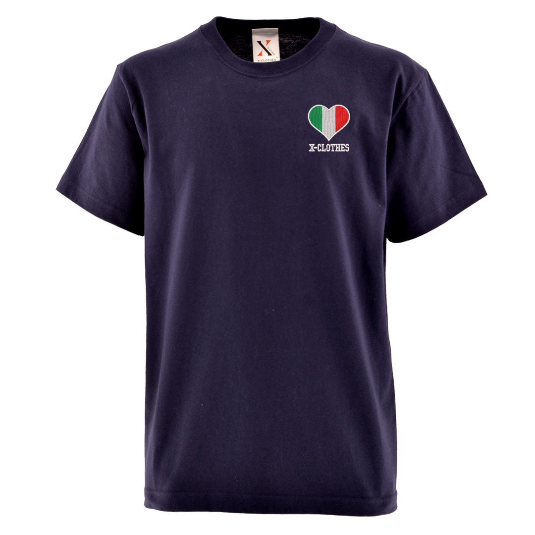 ハート 国旗 刺繍 メンズ Tシャツ 5.6オンス 半袖 服 グッズ