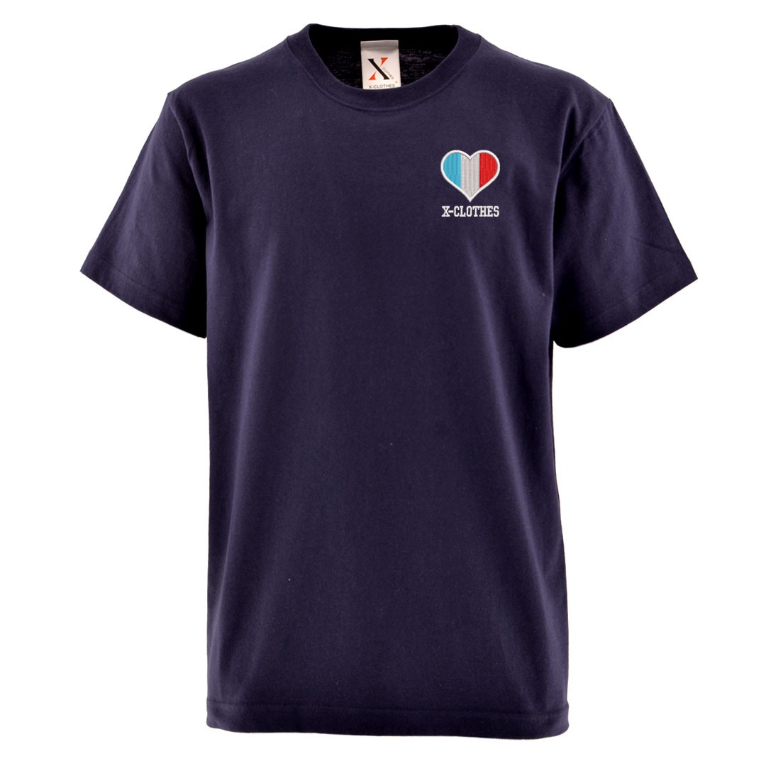 ハート 国旗 刺繍 メンズ Tシャツ 5.6オンス 半袖 服 グッズ