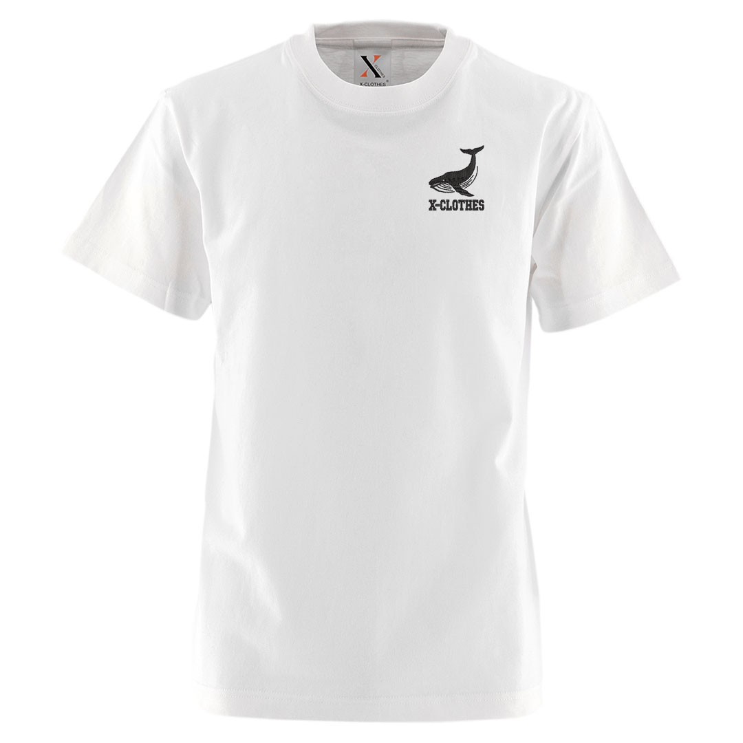 クジラ 刺繍 メンズ Tシャツ 5.6オンス 半袖 服 グッズ イルカ