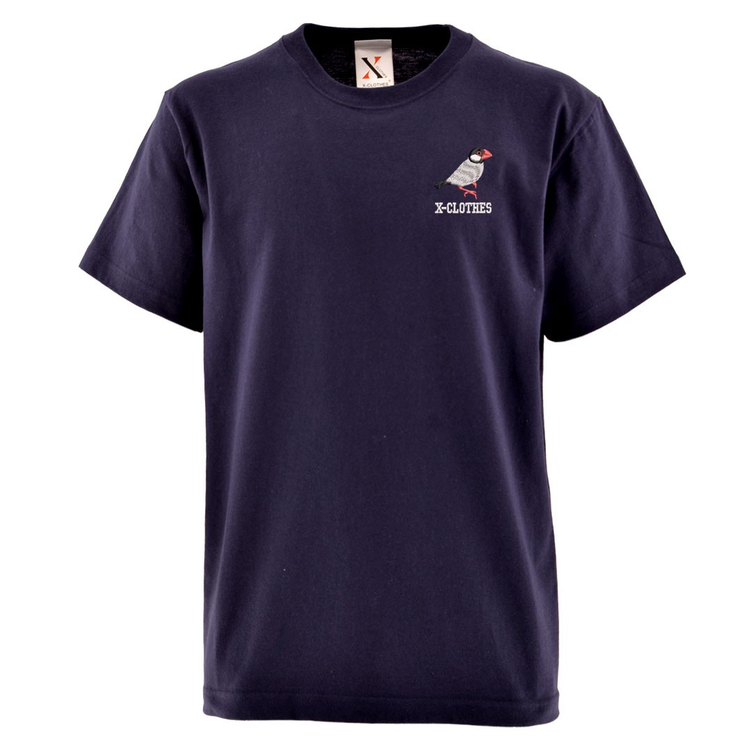 文鳥 刺繍 メンズ Tシャツ 5.6オンス 半袖 服 グッズ 小鳥 つがい 得