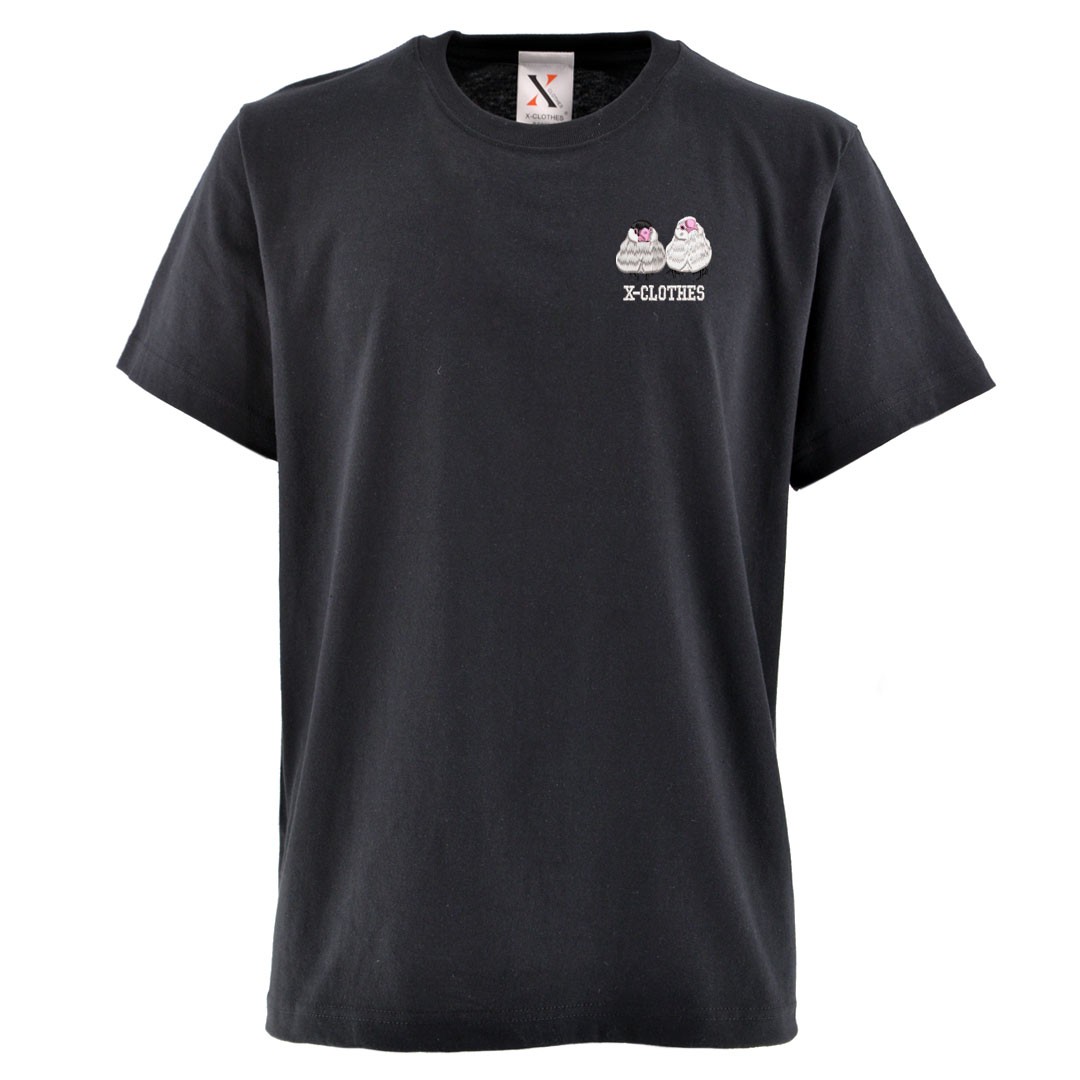 文鳥 刺繍 メンズ Tシャツ 5.6オンス 半袖 服 グッズ 小鳥 つがい 得