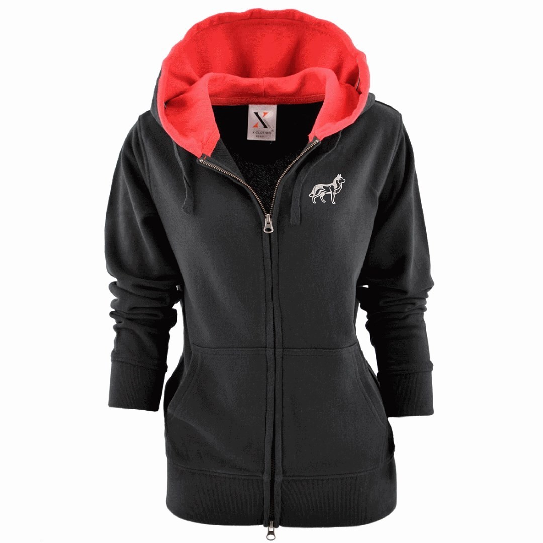 シベリアンハスキー 刺繍 レディース ジップ パーカー 服 グッズ