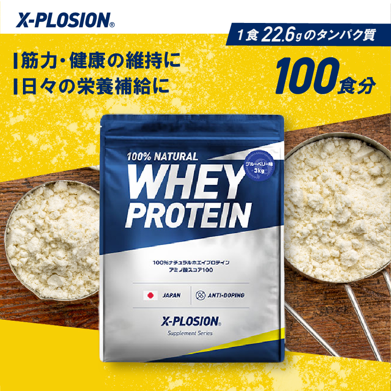 100%ナチュラル ホエイプロテイン ブルーベリー味 3kg-