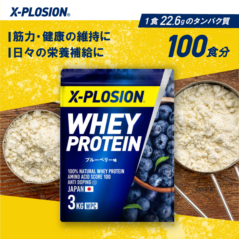 エクスプロージョン WPC 3kg ブルーベリー味 100%ホエイプロテイン 大容量 関連画像1