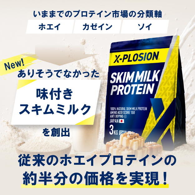 エクスプロージョン スキムミルクプロテイン SMP 100%SKIMMILK 3kg 塩キャラメルホワイトチョコ味 大容量 関連画像5