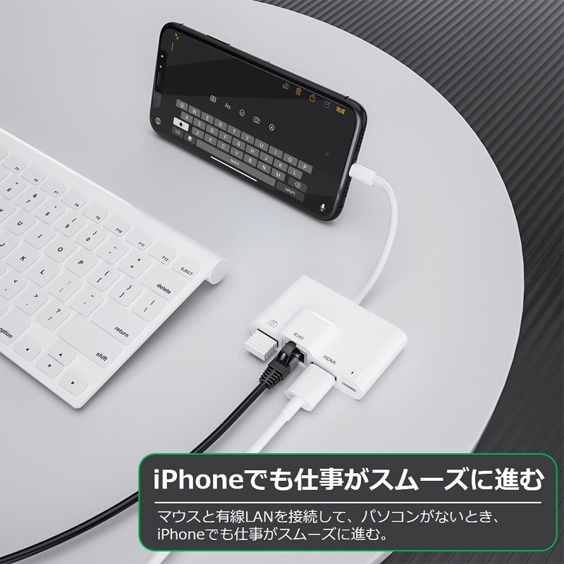 Lightning hdmi 有線LAN カメラデータ転送 OTG変換アダプタ