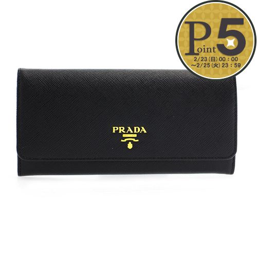 【お取り寄せ】 プラダ 財布 長財布 PRADA 1MH132 QWA F0002 【SAFFIANO METAL ORO】 NERO :40432366:テザーレブランドショップ