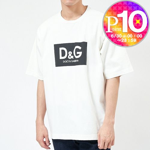 ドルチェ&ガッバーナ DOLCE＆GABBANA メンズ Tシャツ コットン DGプリント G8NG4T HU7IL ホワイト系(HA3AP BIANCO)｜x-sell