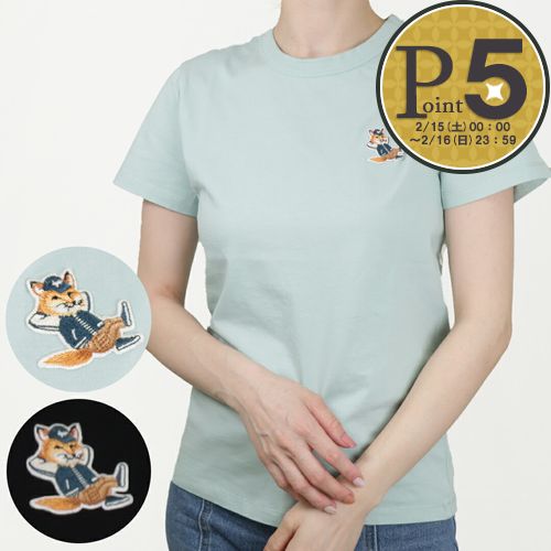 メゾンキツネ MAISON KITSUNE レディース Tシャツ DRESSED FOX PATCH