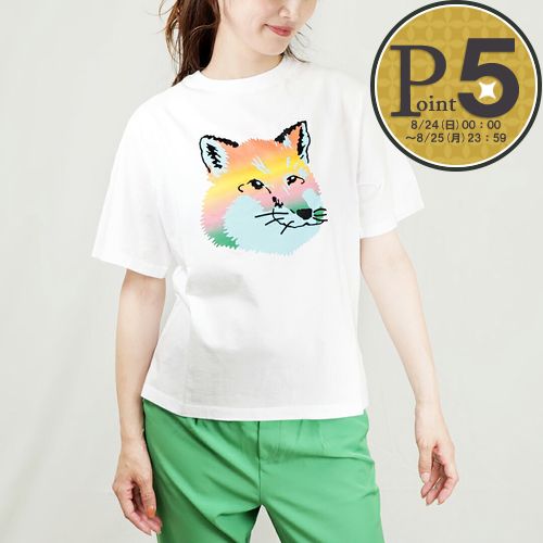 メゾンキツネ MAISON KITSUNE レディースTシャツ シーズナル フォックス KW00134KJ0008 P100 WHITE