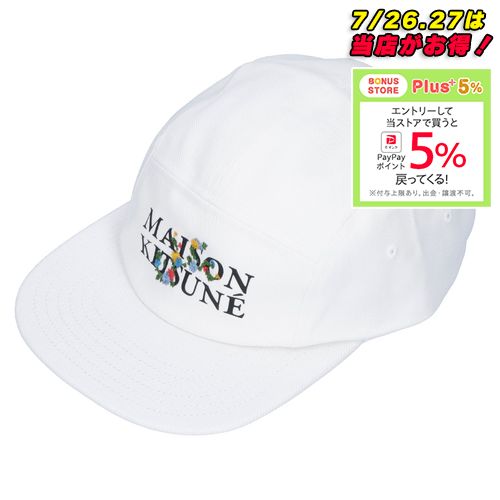 MAISON KITSUNÉ キャップ ホワイト MAISON KITSUNÉ - LARGE FOX HEAD 6P CAP-WHITE- 25ss MEN