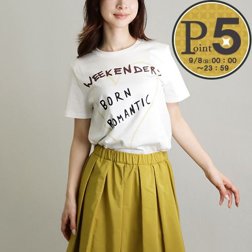 マックスマーラウィークエンド MAXMARA WEEKEND レディース Tシャツ 半袖 NERVI ハート 2415971051600 13  BIANCA CUORE