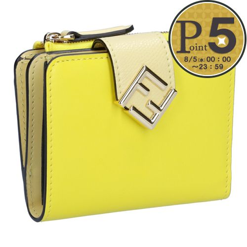 FENDI フェンディ 8M0490 FFダイヤモンド 二つ折り財布 イエロー 