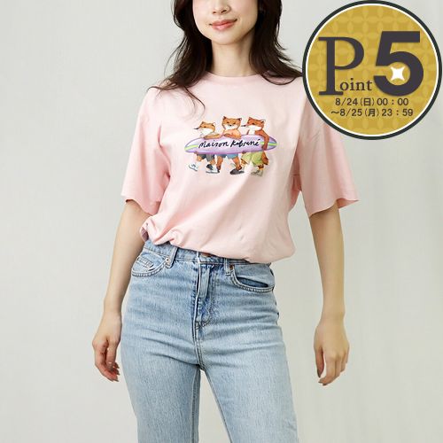 メゾンキツネ MAISON KITSUNE レディース Tシャツ サーフィン フォックス リラックスド Tシャツ MW00116KJ0136 MILK SHAKE