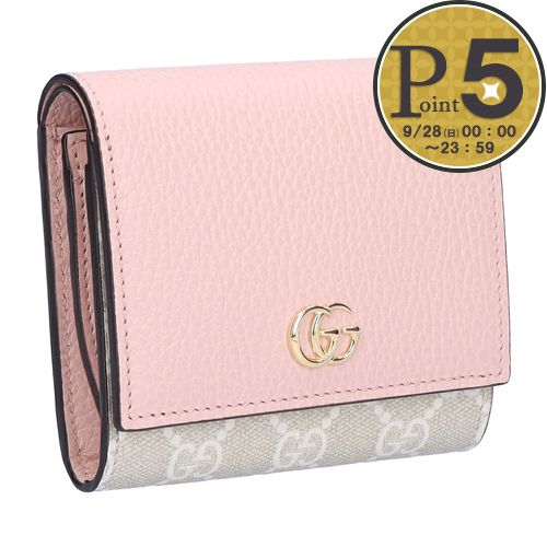 GUCCI 二つ折り財布ピンクGGマークマーモントコンパクト