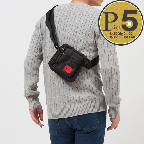 �y���s�A���i�z �q���[�S�{�X HUGO BOSS �V�����_�[�o�b�O �N���X�{�f�B�o�b�O HUGO RED 50535643 002 BLACK ���b�h���S�p�b�`