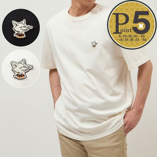 [MAISON KITSUNE] バリスタフォックスTシャツUNISEX ☆送料込☆ MAISON KITSUNE メゾンキツネ メンズ 半袖 Tシャツ カフェ
