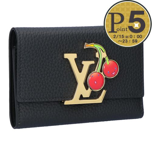 ルイヴィトン ポルトフォイユ カプシーヌ コンパクト 三つ折り ブラック ミニ LOUIS VUITTON（ルイ・ヴィトン） 【並行輸入品】 折財布 三つ折り財布