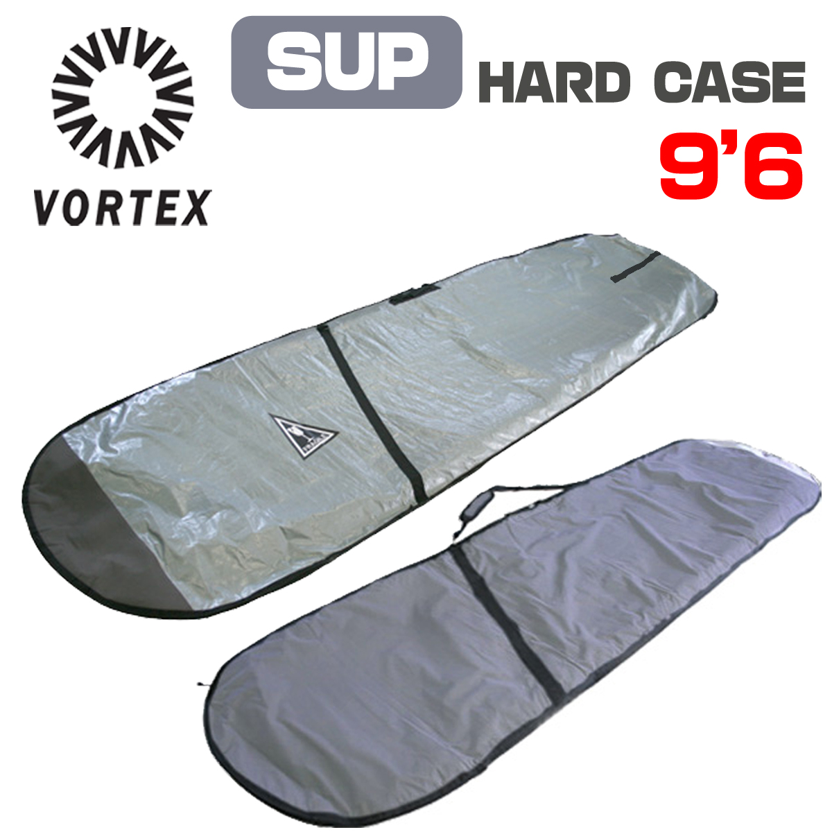 VORTEX ヴォルテックス SUP用 ハードケース ボードケース 9'6 シルバー 銀 SUP9'2まで対応 スタンドアップパドルボード サーフィン サーフボード｜x-sports